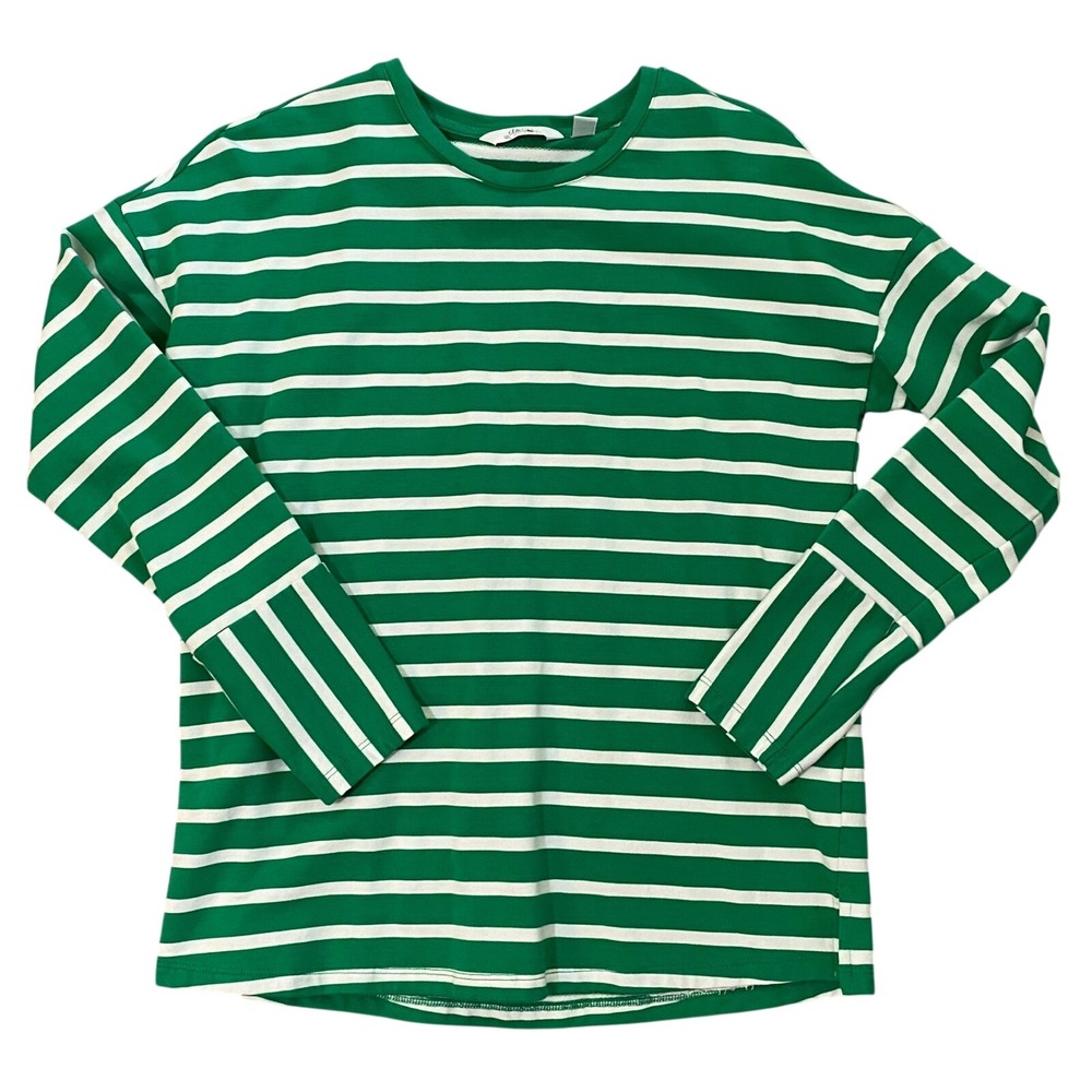D&Co Active Green White Stripe Long Sleeve Casual‎ Top Women's XS